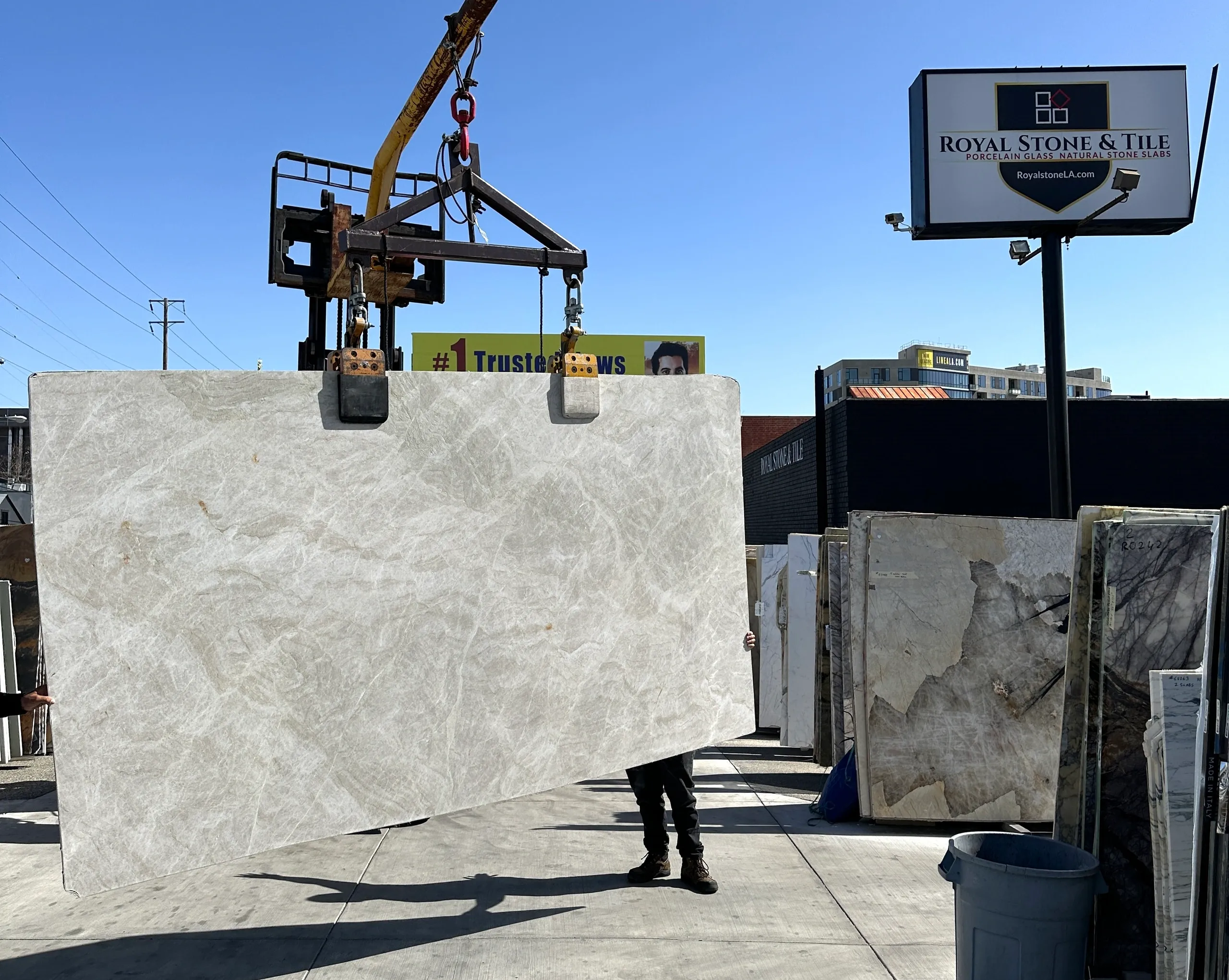 Slab being lifted in the yard