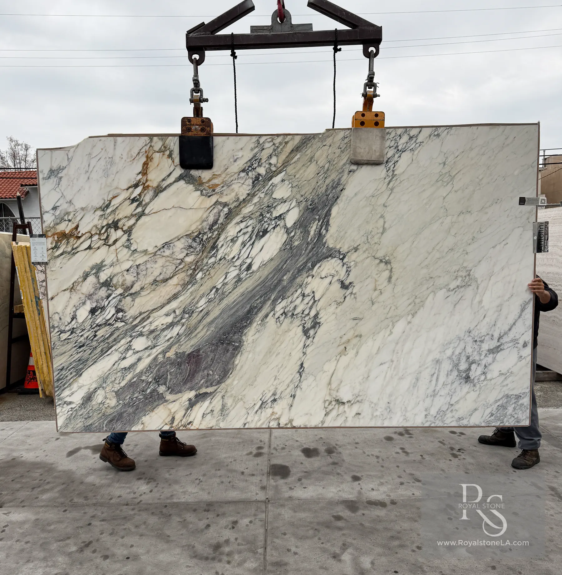 2cm Antolini Breccia Capraia YG394 honed marble slab, 77 by 126 inches, at the Royal Stone yard in Los Angeles