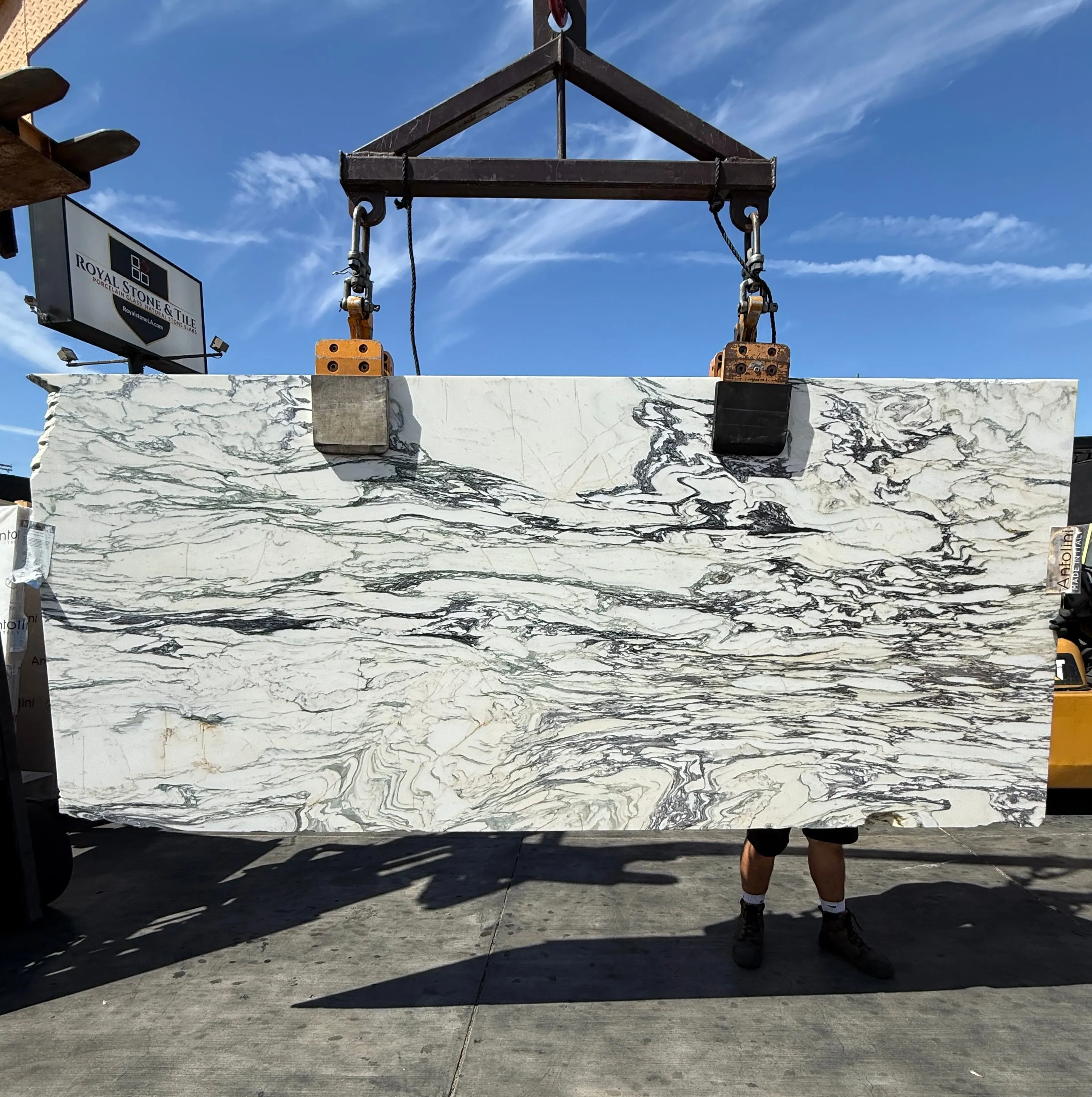 Antolini Calacatta Viola Classic DS431 honed marble slab at Royal Stone Los Angeles