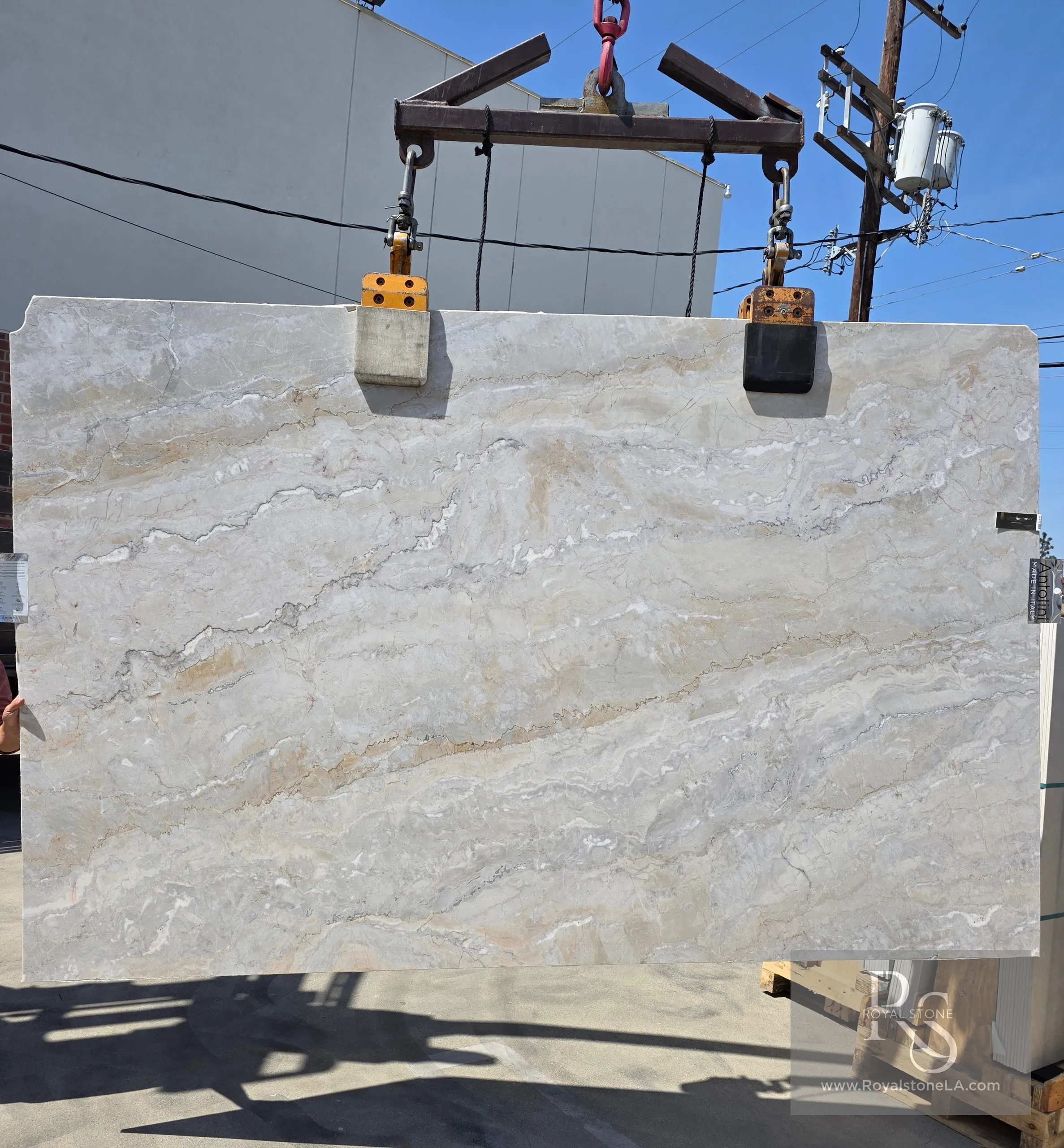 2cm Antolini Dolce Vita EF536 Honed Finish slab in creamy beige with delicate golden and taupe veins