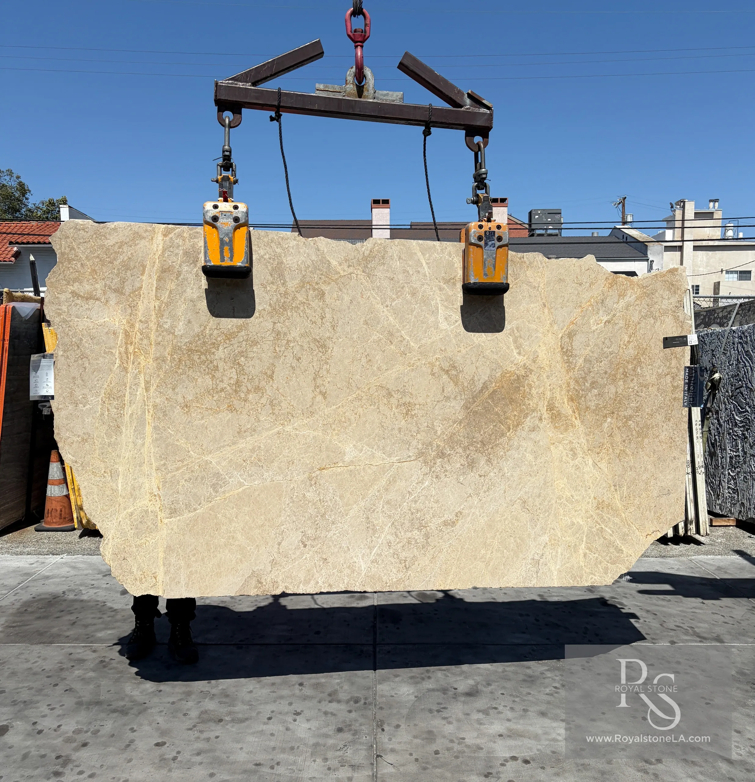 2cm Antolini Emperador Light EE209 marble slab with honed finish, 58" x 111", showing creamy beige base with subtle taupe veining