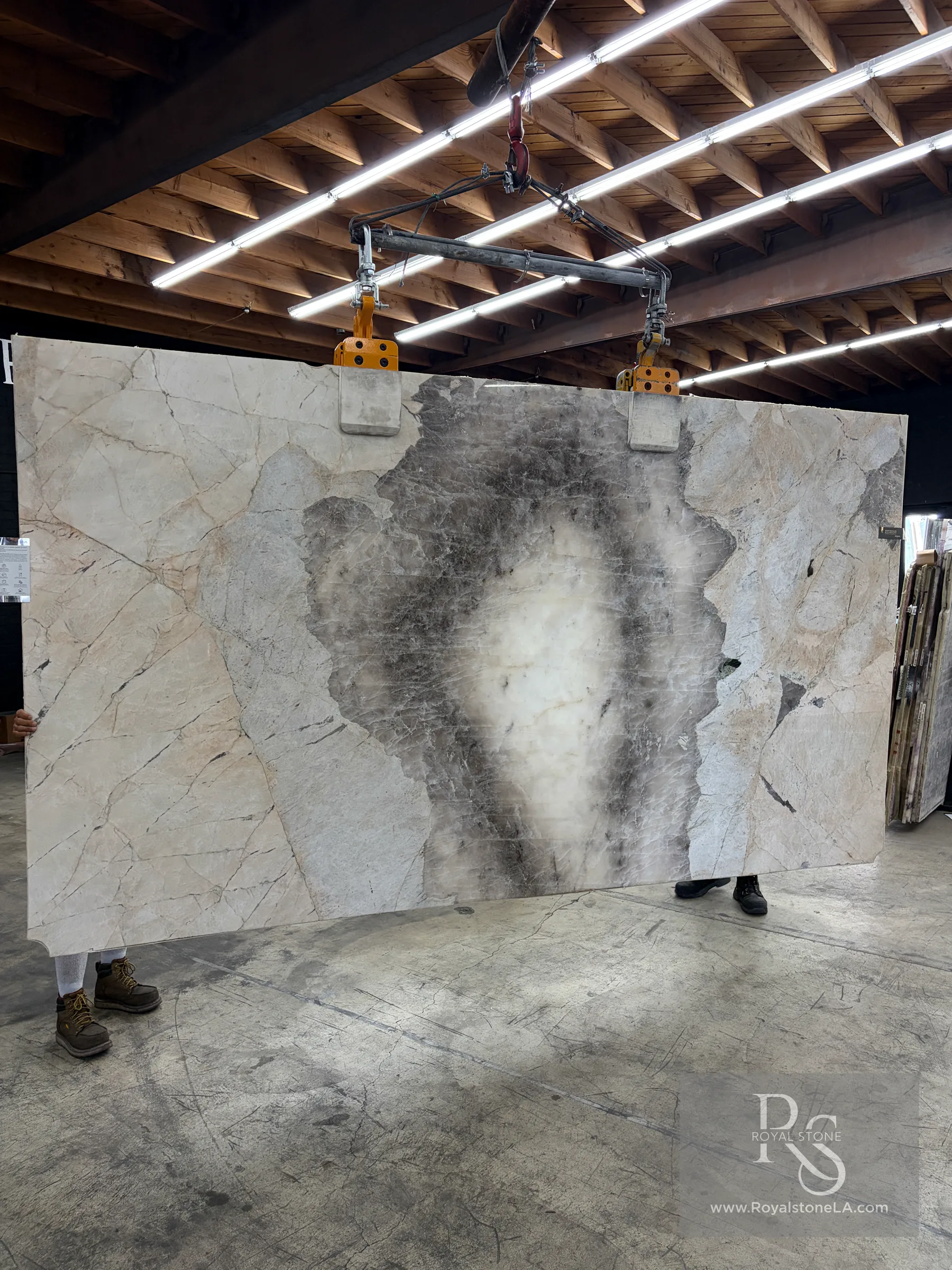 2cm Antolini Patagonia IYA360 Extra Select polished quartzite slab, 76 by 137 inches, with a warm shade and original mineral pattern at Royal Stone Los Angeles