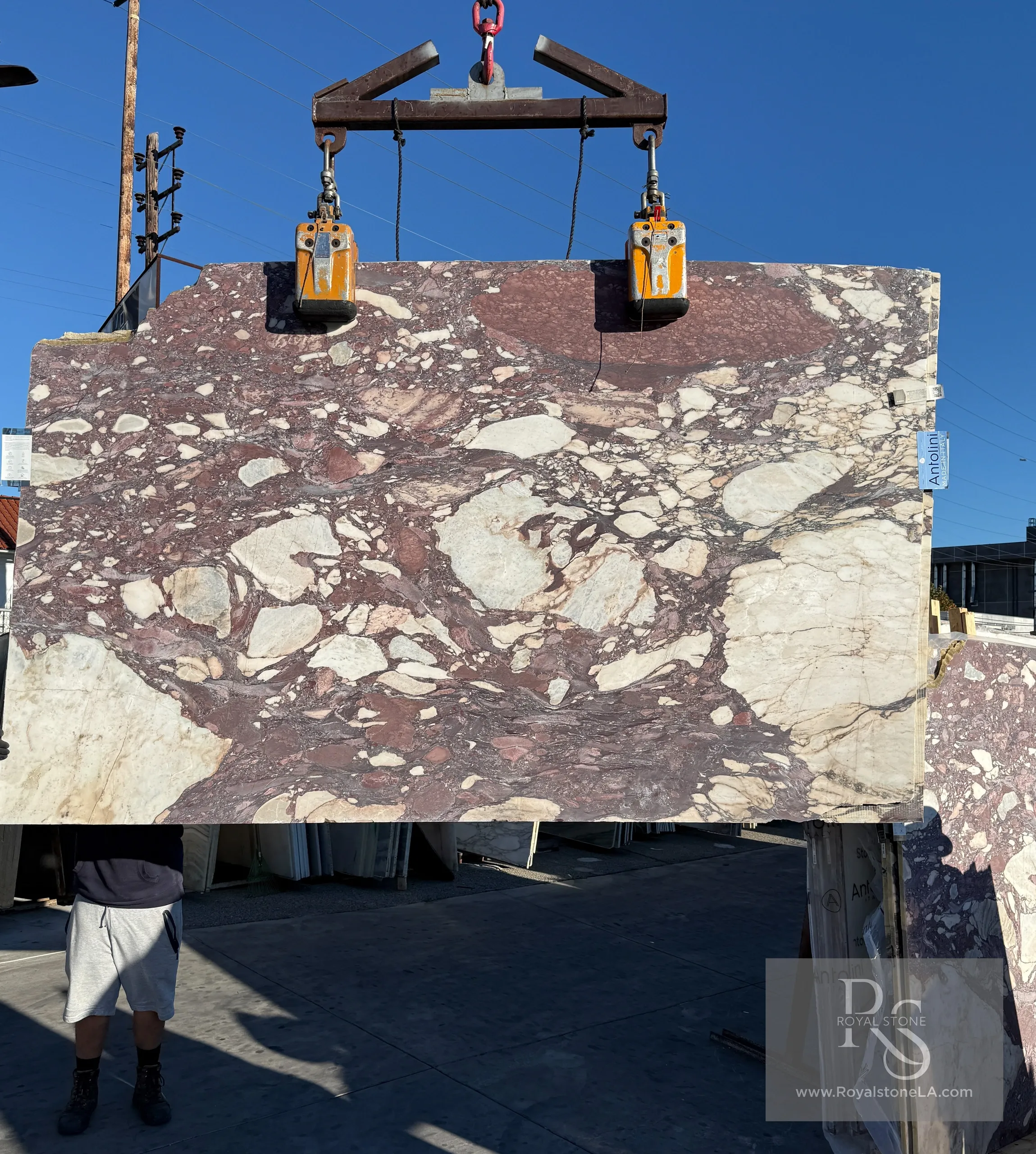 2cm Antolini Calacatta Viola Brecciato WOW marble slab with white and gray veining, honed finish