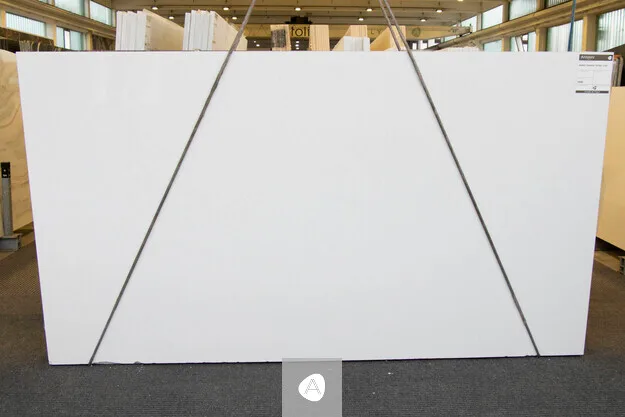 Bianco Thassos Extra marble slab with pure bright-white field, polished finish