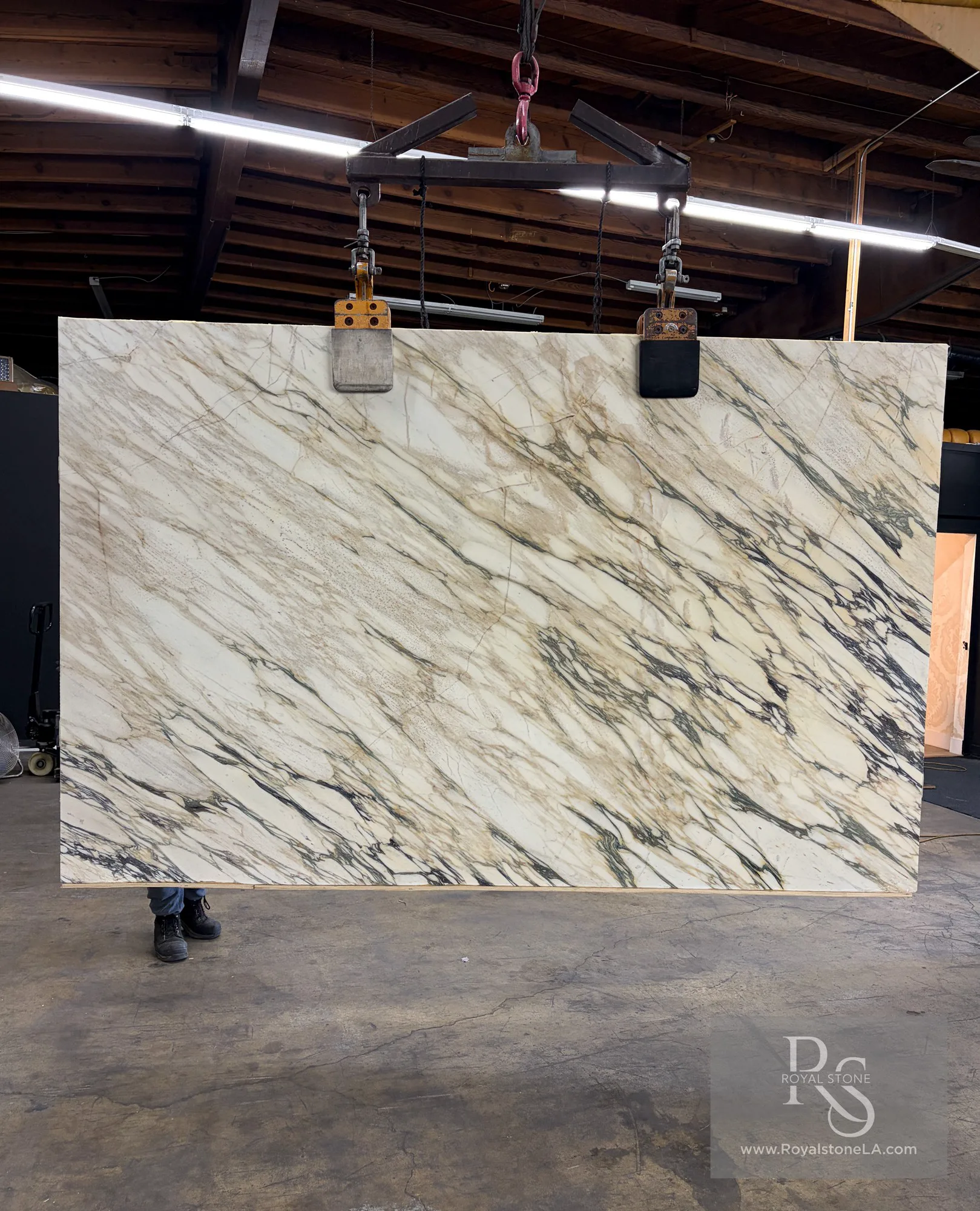 Calacatta Viola Monet MAN4410 honed marble slab at Royal Stone Los Angeles