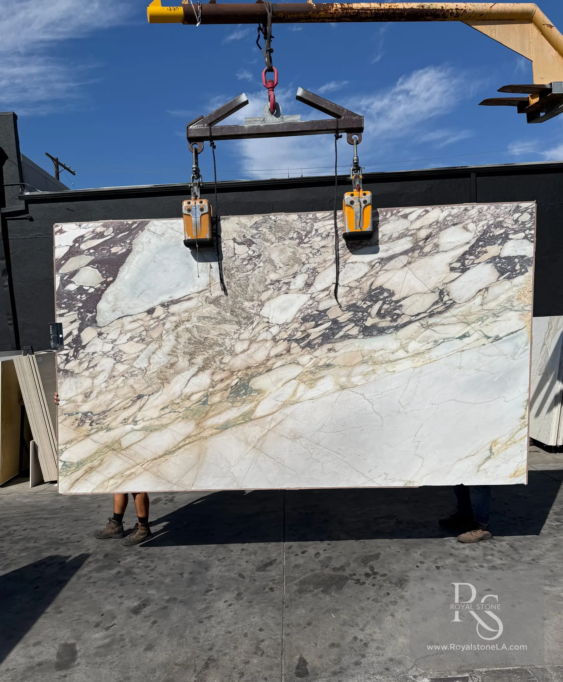 Italian marble slabs in the Royal Stone yard in West Los Angeles