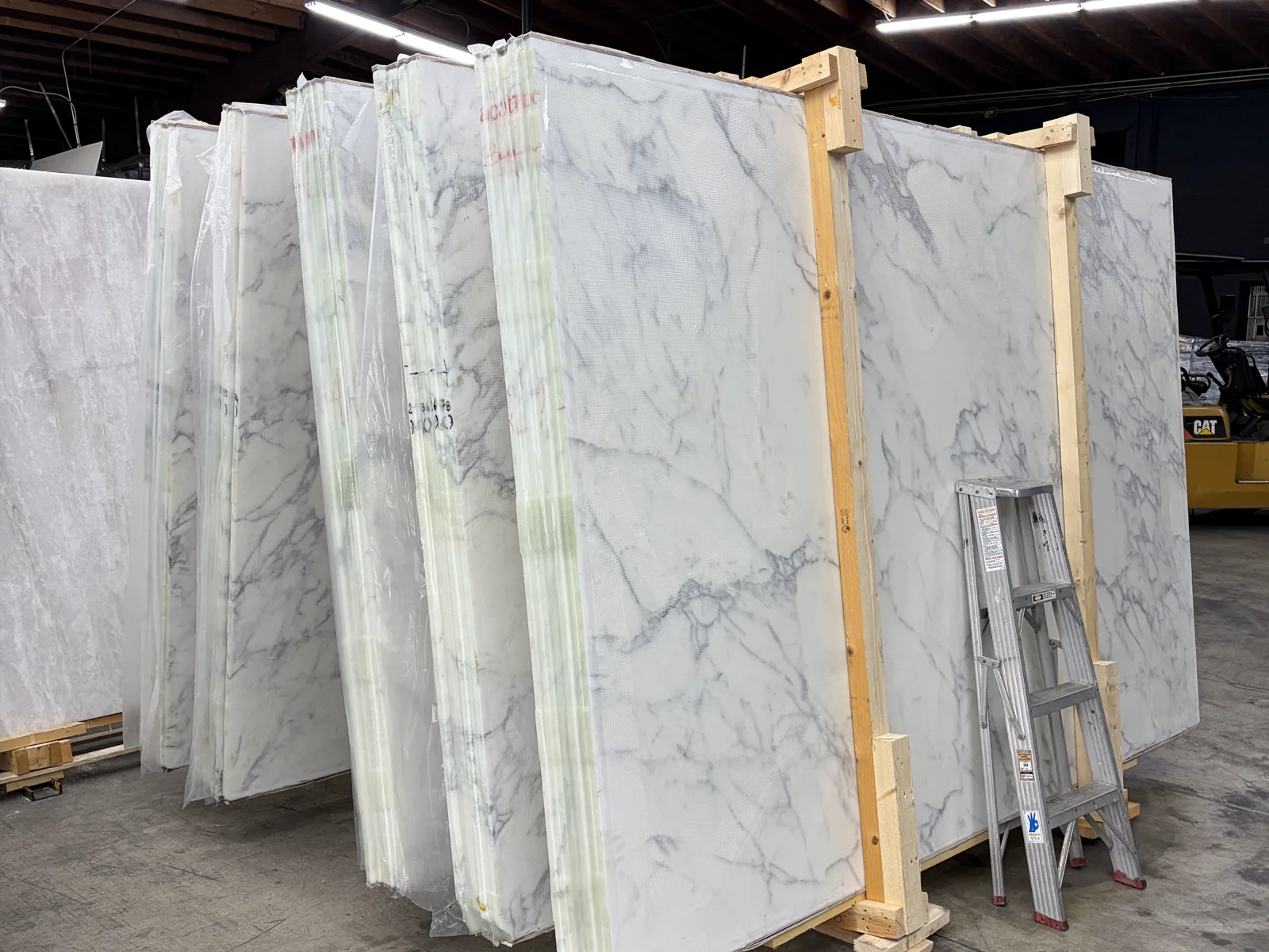 Calacatta Borghini marble slabs direct from Italy in the Royal Stone warehouse
