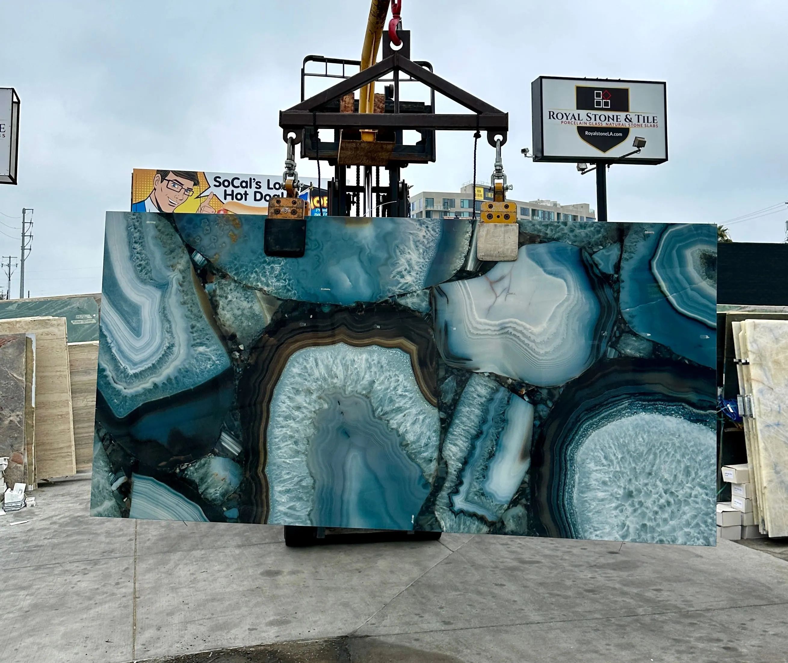 Blue agate large-format porcelain slab at Royal Stone
