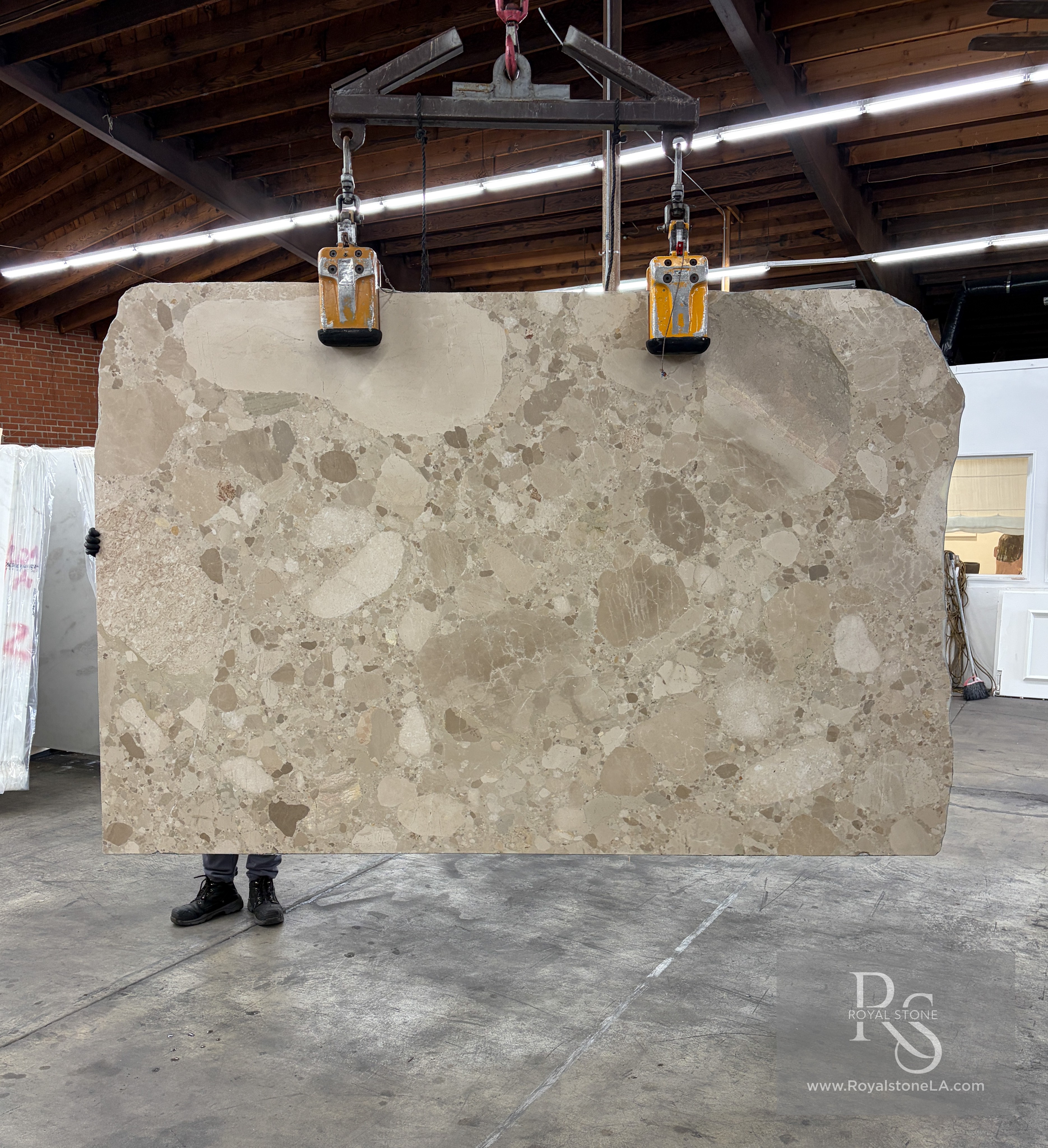 Ceppo Creme marble slab at Royal Stone Los Angeles